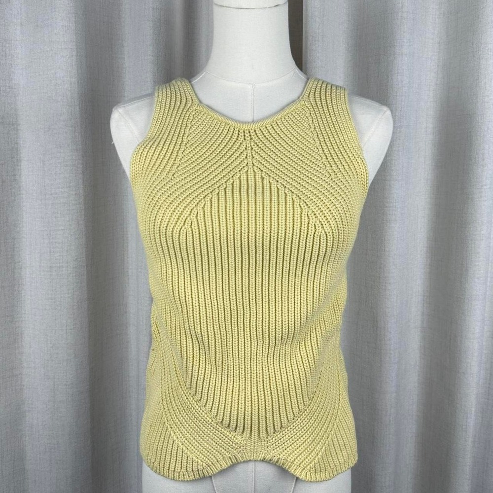 Vintage Express Knitted Butter Yellow Sleeveless Sweater Tank Top XS